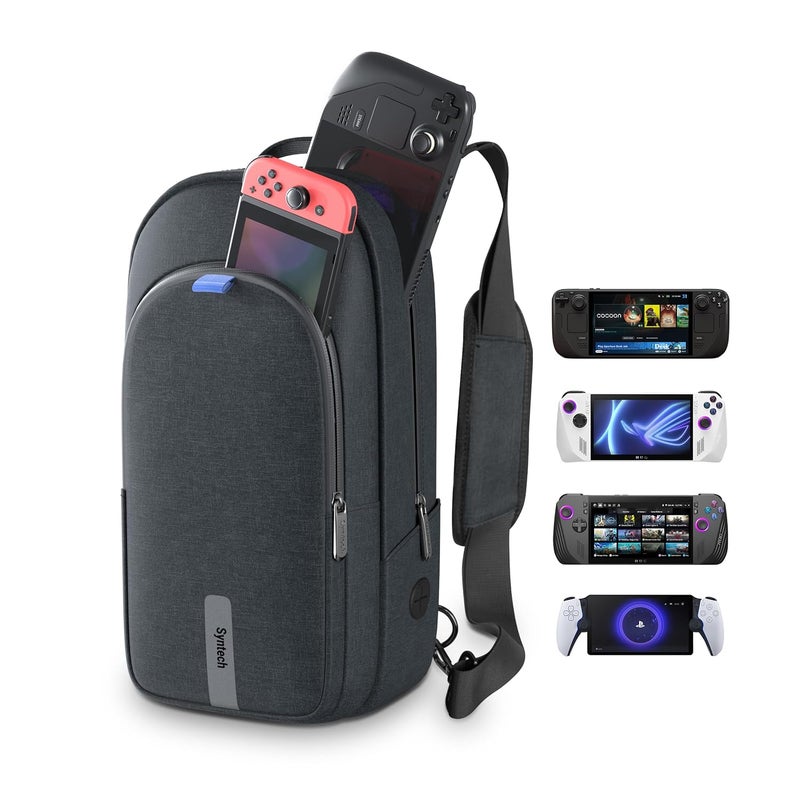Syntech حقيبة حمل متوافقة مع Steam Deck OLED/ROG Ally X/ROG Xbox Ally X/Legion Go S/Nintendo Switch 2/PS Portal، حقيبة سفر محمولة للأجهزة والملحقات بسعة كبيرة، سوداء - Image 1